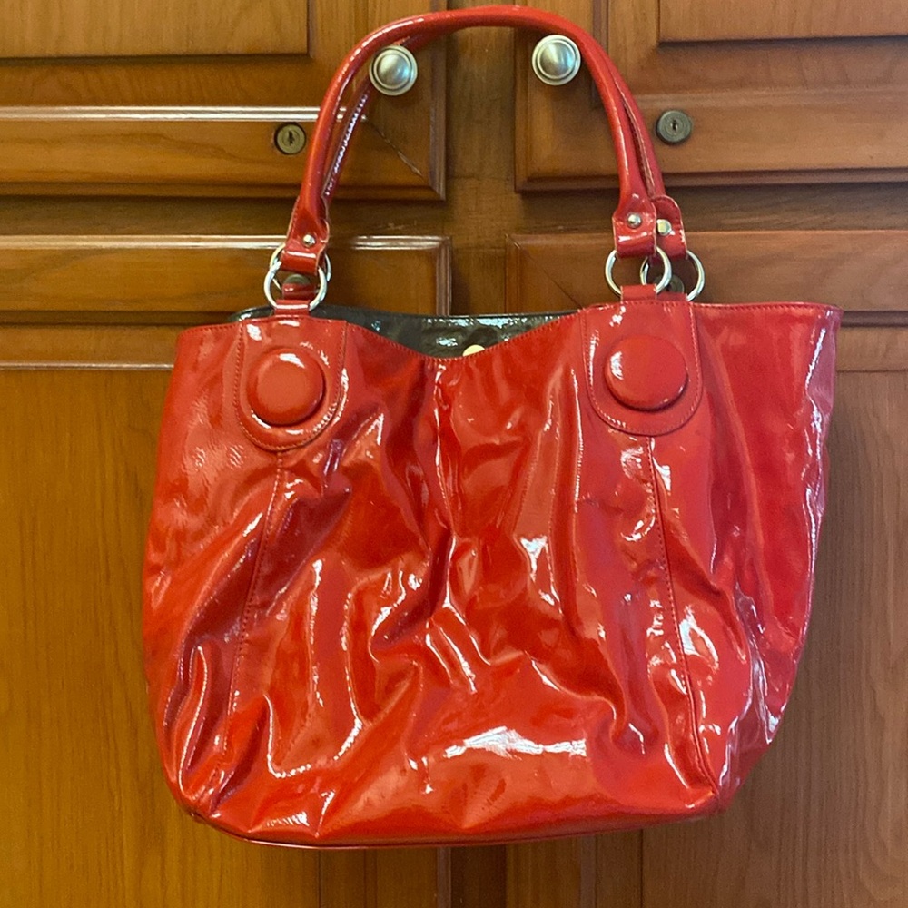 Large red handbag